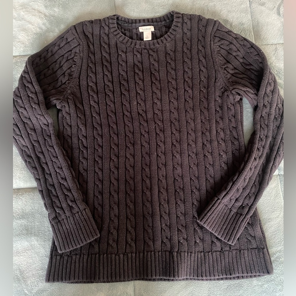 Black LL Bean cable sweater size large